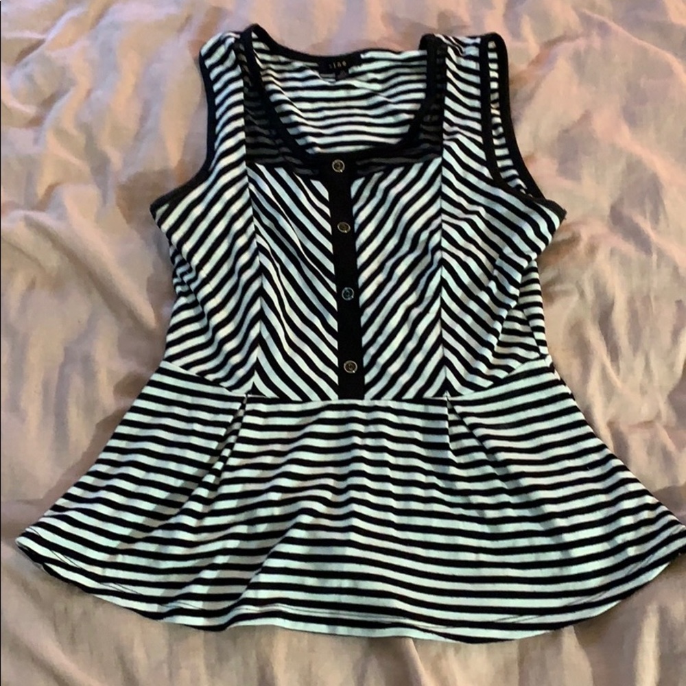 Peplum Black and White Tank Top